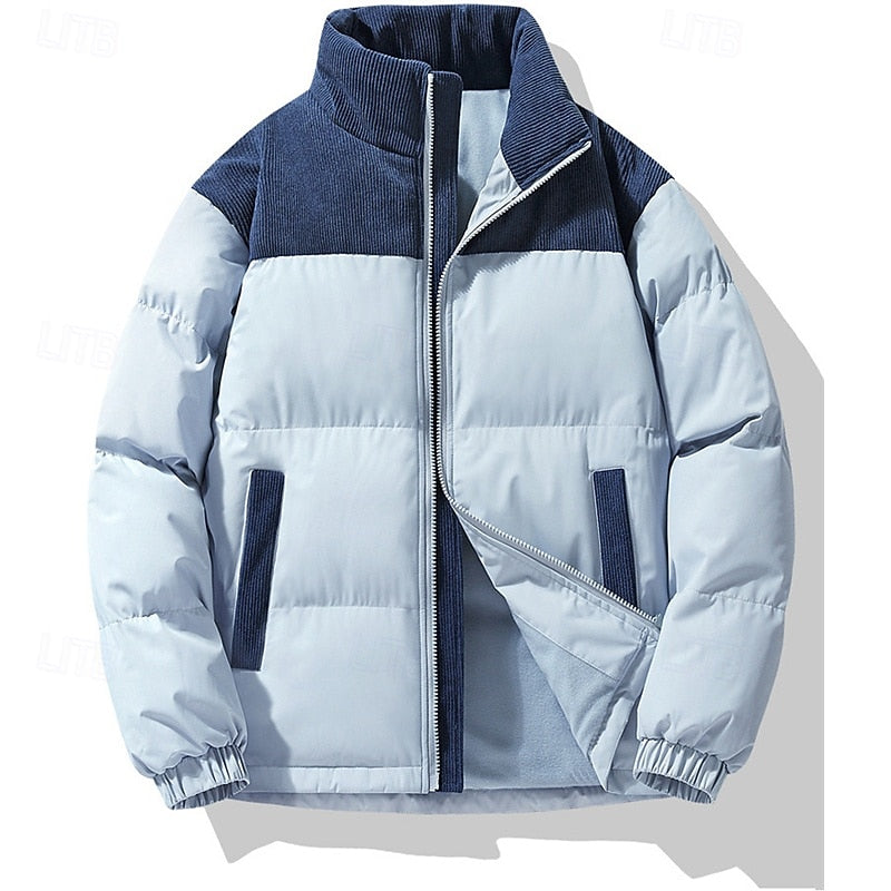 Stand-Collar Padded Jacket with Full Zip and Front Pockets