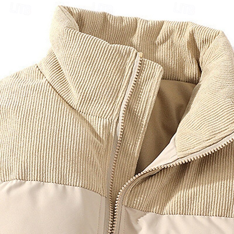 Stand-Collar Padded Jacket with Full Zip and Front Pockets