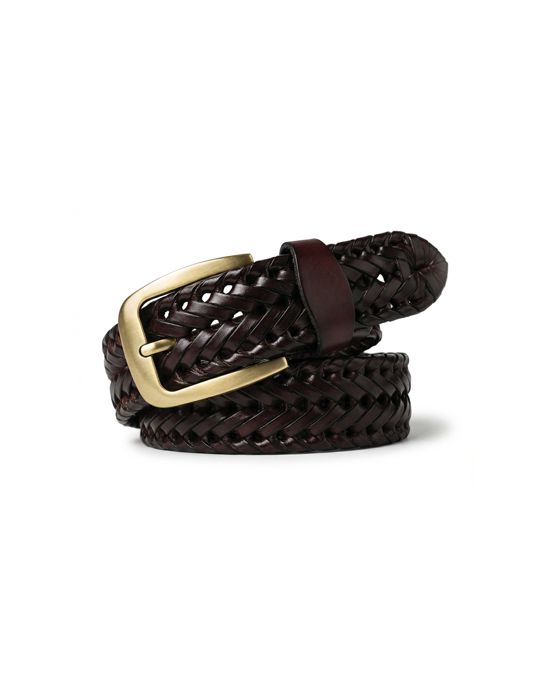 Women's Braxton Braided Leather Belt in Dark Brown | Invictora.com