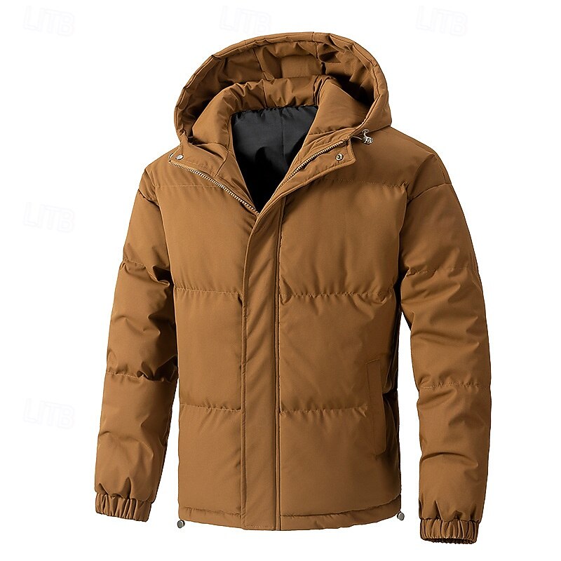 Relaxed Padded Jacket with Adjustable Hood and Roomy Pockets