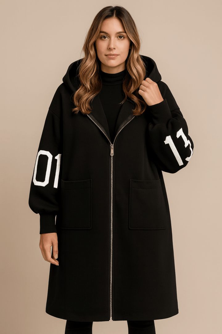 Women's Coat – Oversized Longline Hooded Wool-Look
