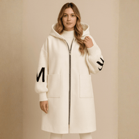 Women's Coat – Oversized Longline Hooded Wool-Look