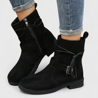 Women's Suede Side Zip Ankle Boots – Decorative Laces