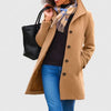 Women's Button-Front Notch Lapel Wool Coat – Welt Pockets