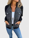 Women's Colourblock Denim Zip-Up Bomber Jacket – Chest Pockets