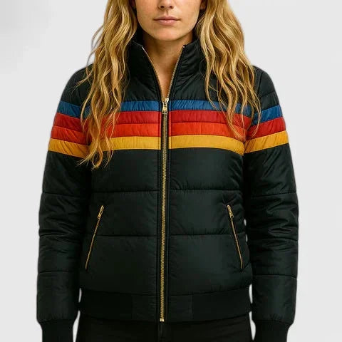 Women's Colourblock Quilted Zip-Up Puffer Jacket
