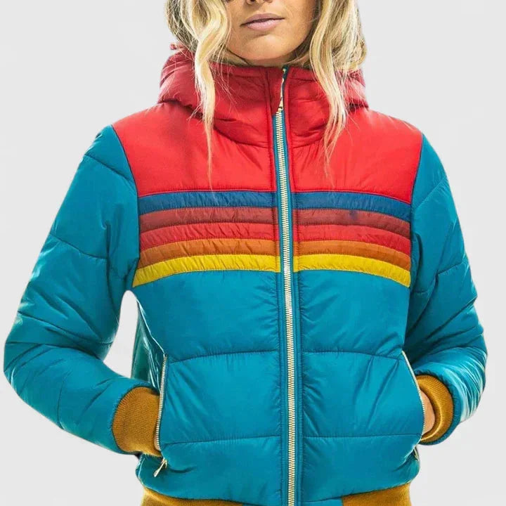Women's Colourblock Quilted Zip-Up Puffer Jacket