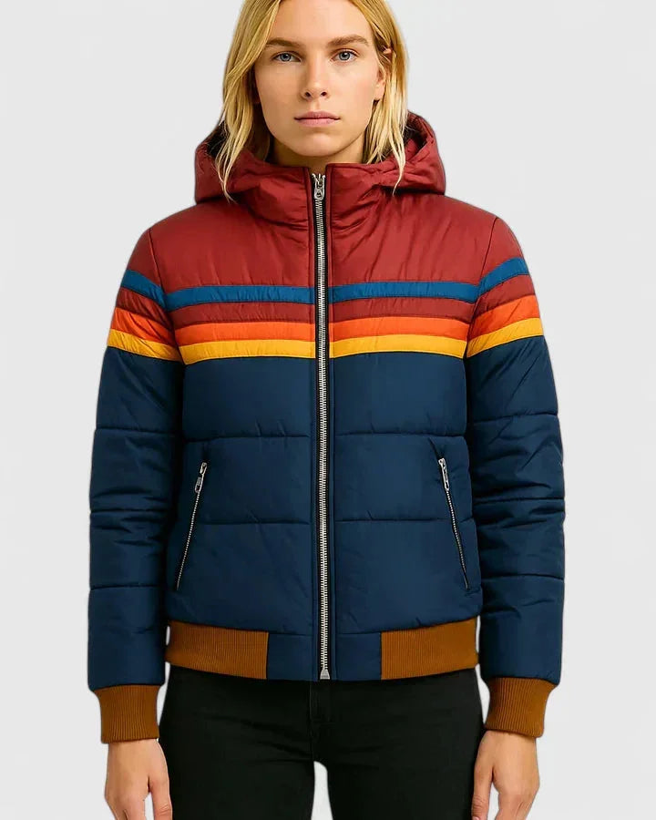 Women's Colourblock Quilted Zip-Up Puffer Jacket