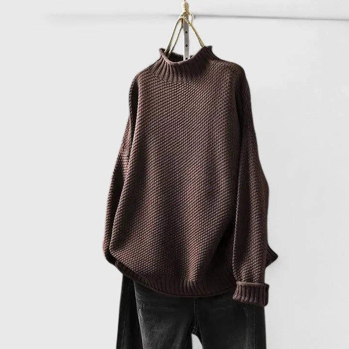 Women's Knit Roll Neck Jumper – Textured Body