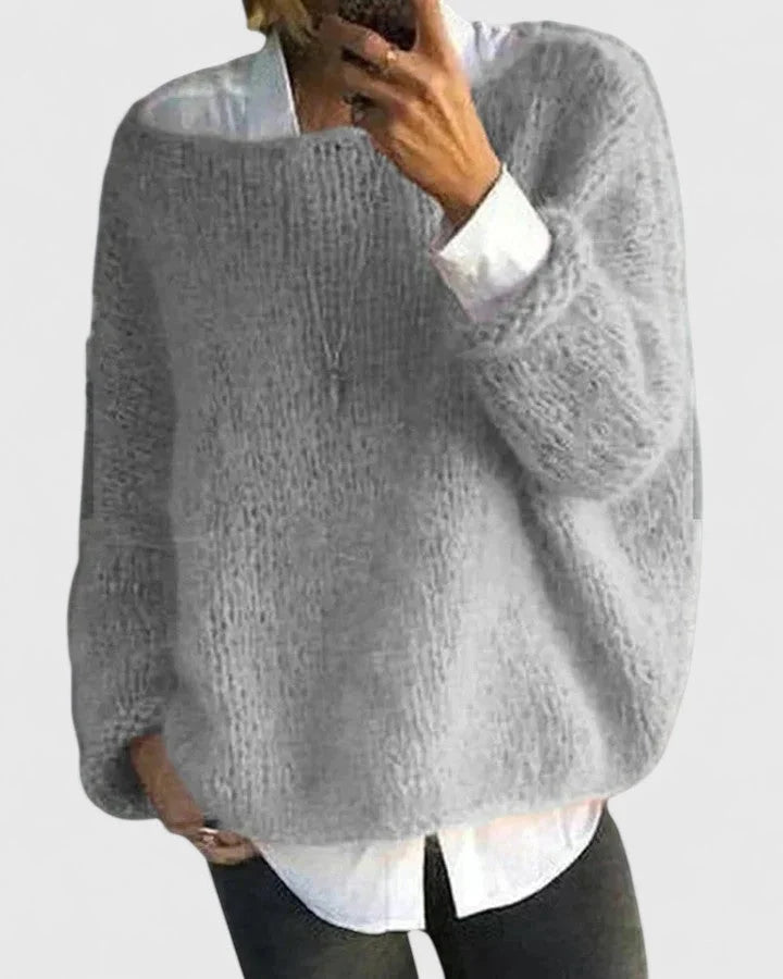 Women's Knit Crew Neck Jumper – Loose Fuzzy