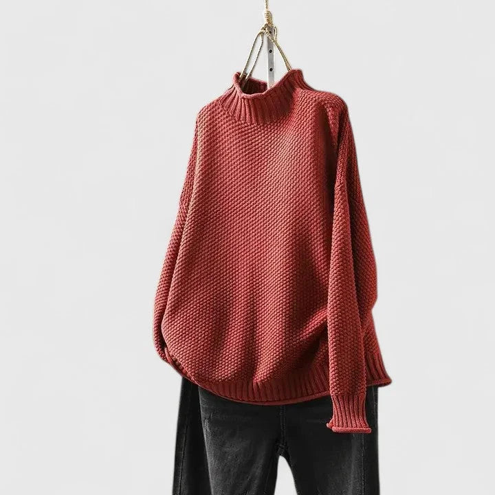 Women's Knit Roll Neck Jumper – Textured Body
