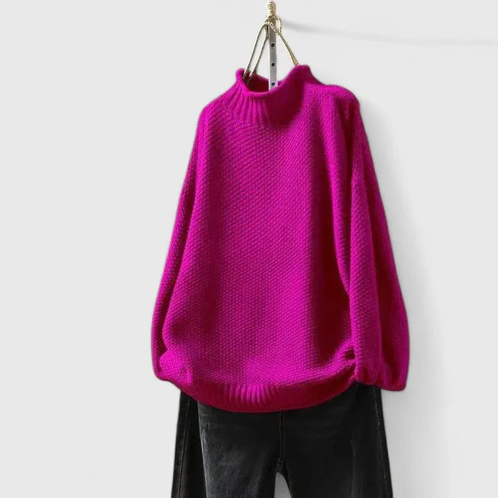 Women's Knit Roll Neck Jumper – Textured Body
