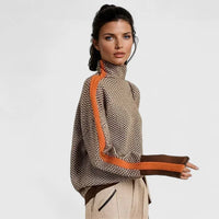 Women's High-Neck Contrast-Stripe Sweater