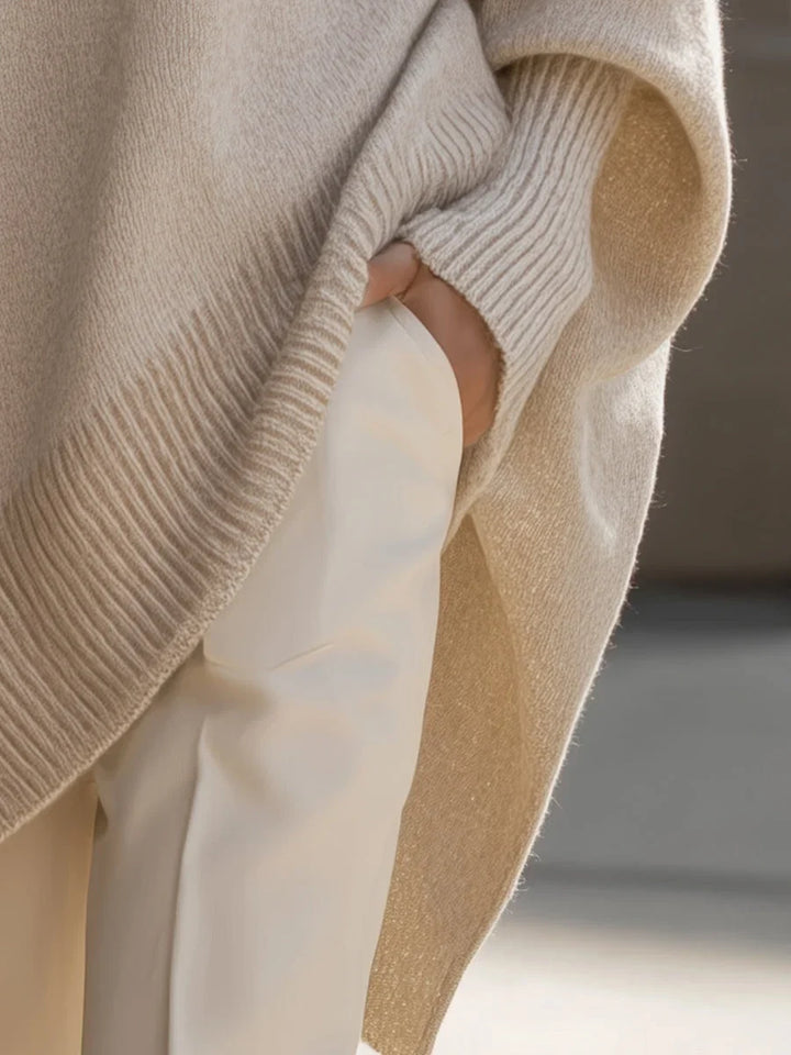 Women's Oversized Wool-Blend Sweater – Asymmetric Hem