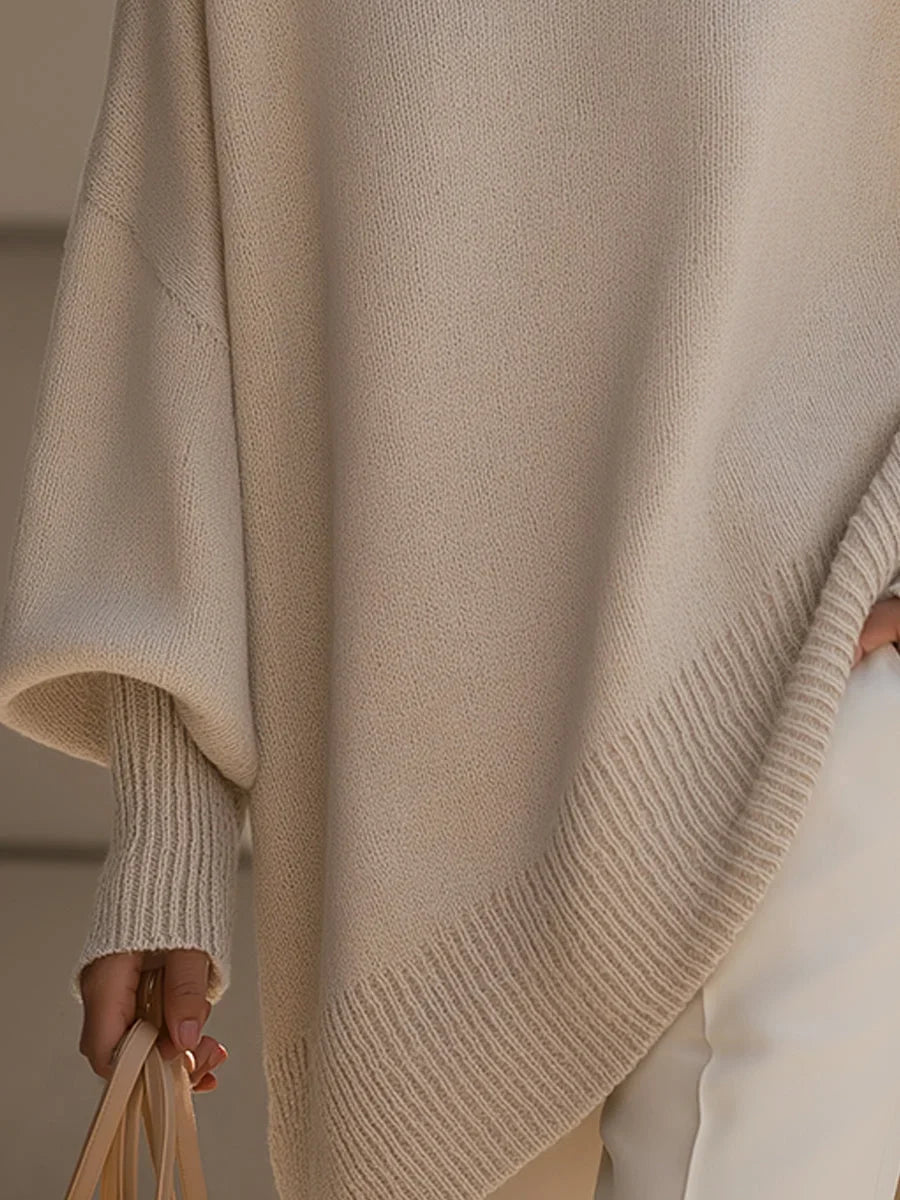 Women's Oversized Wool-Blend Sweater – Asymmetric Hem