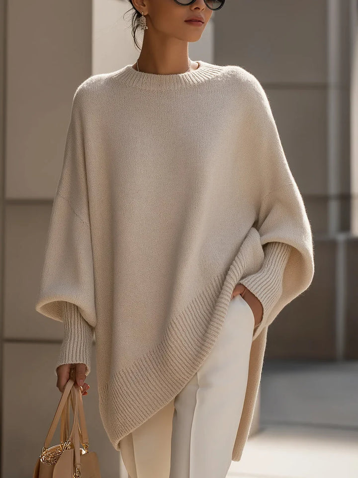 Women's Oversized Wool-Blend Sweater – Asymmetric Hem