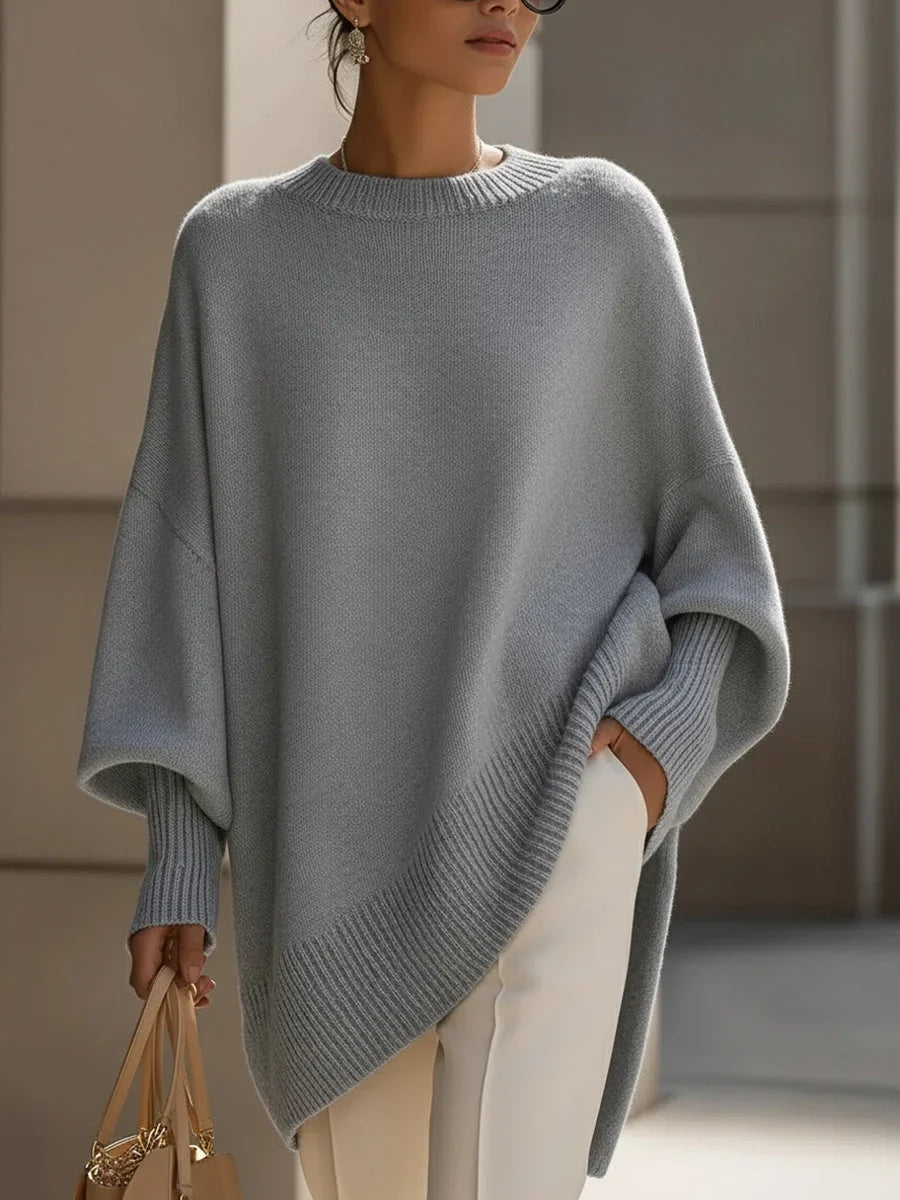 Women's Oversized Wool-Blend Sweater – Asymmetric Hem
