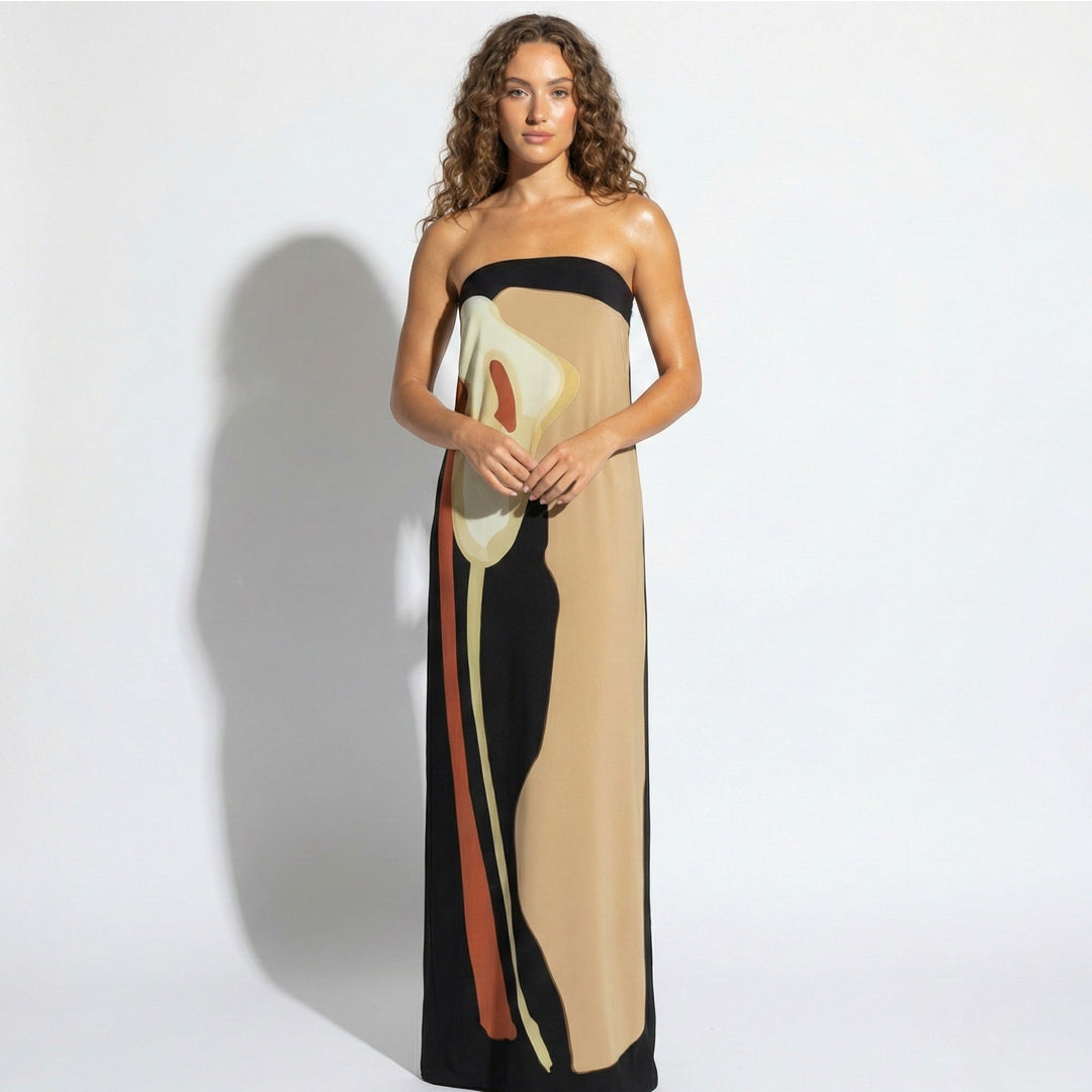 Women's Strapless Maxi Dress – Sculpted Fit in Green | Invictora.com