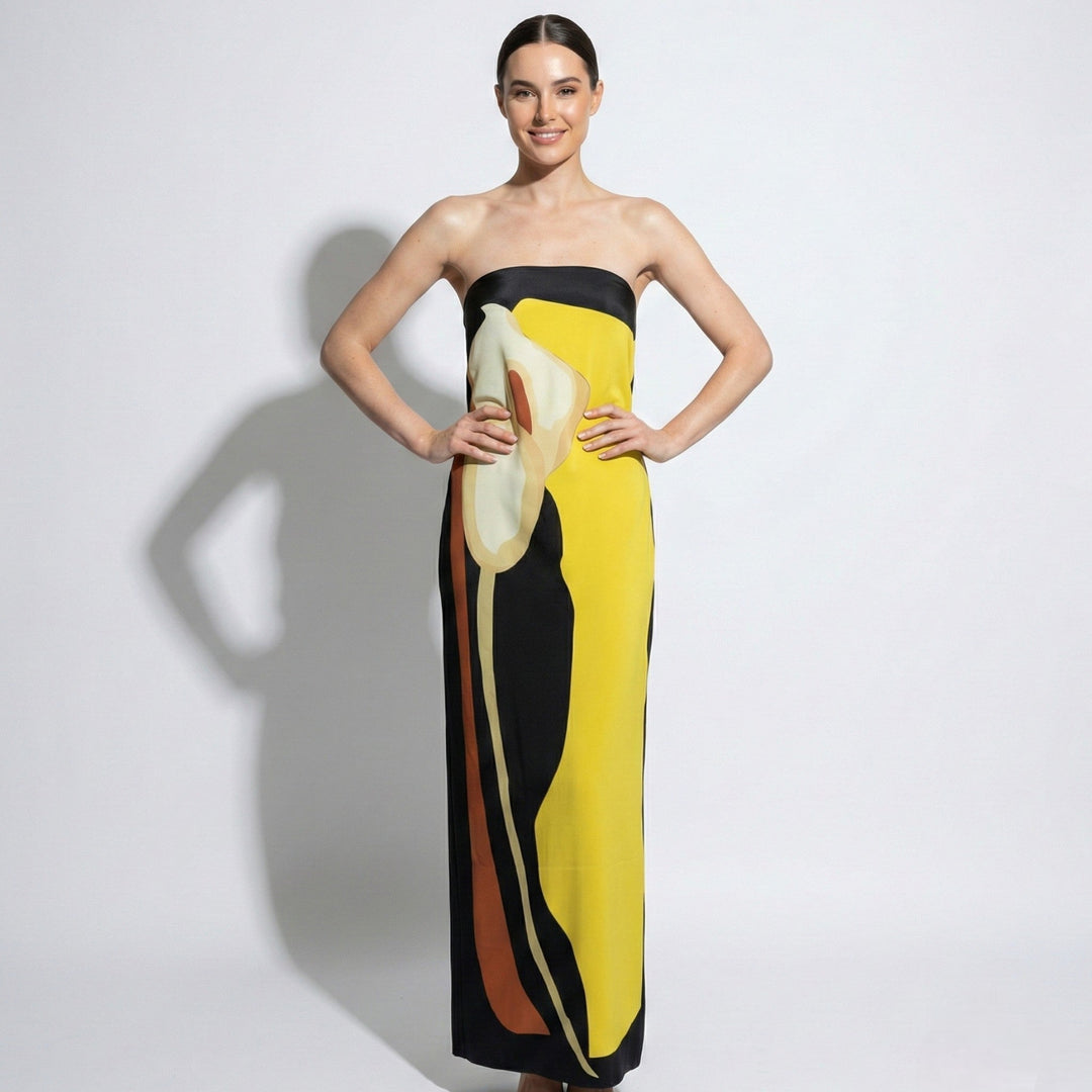 Women's Strapless Maxi Dress – Sculpted Fit in Green | Invictora.com