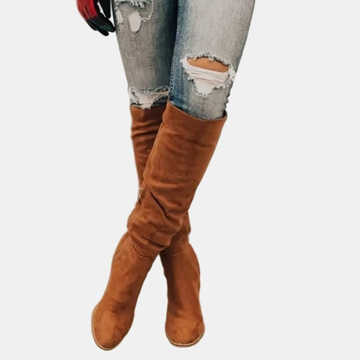 Women's Stretch Over-The-Knee Block Heel Boots