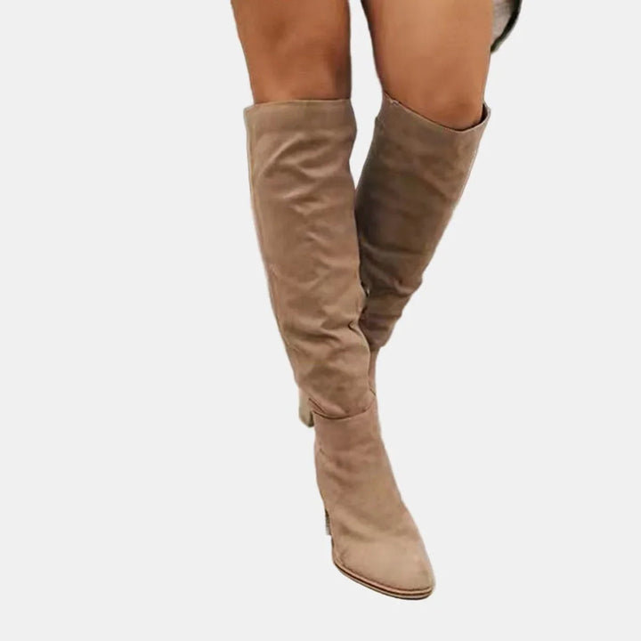 Women's Stretch Over-The-Knee Block Heel Boots