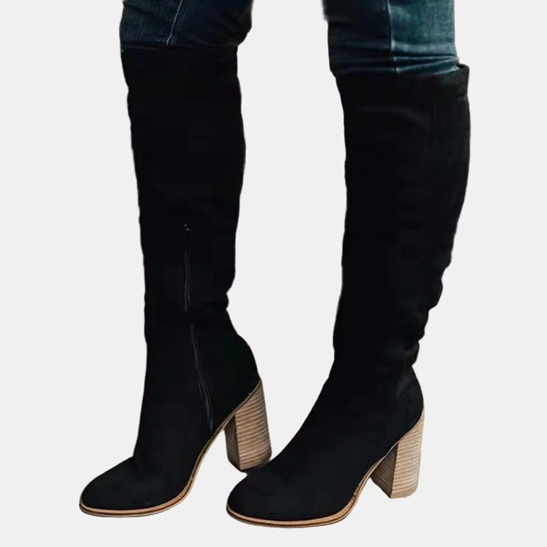 Women's Stretch Over-The-Knee Block Heel Boots