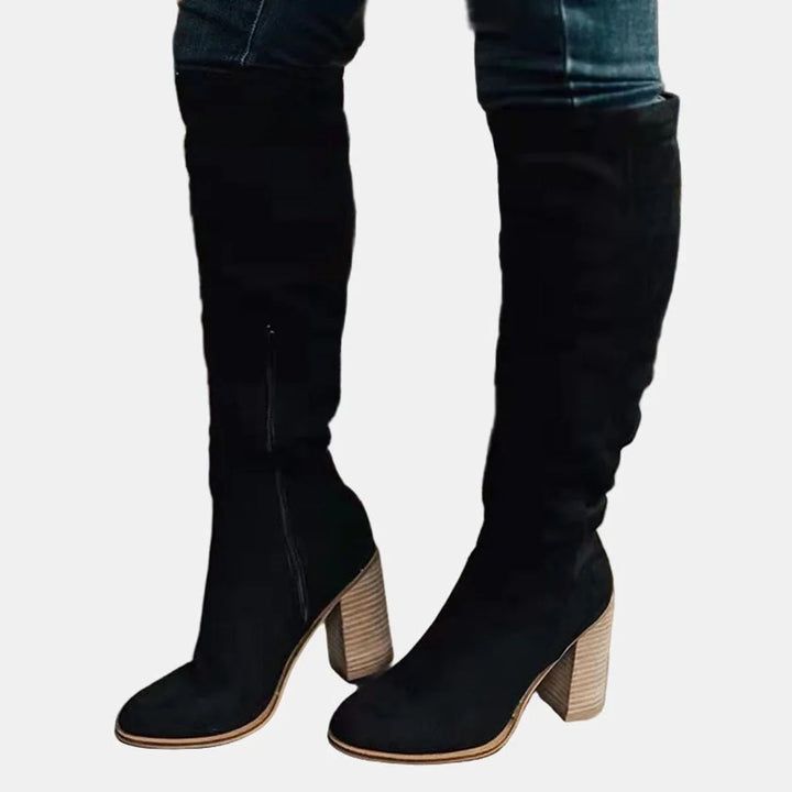 Women's Stretch Over-The-Knee Block Heel Boots