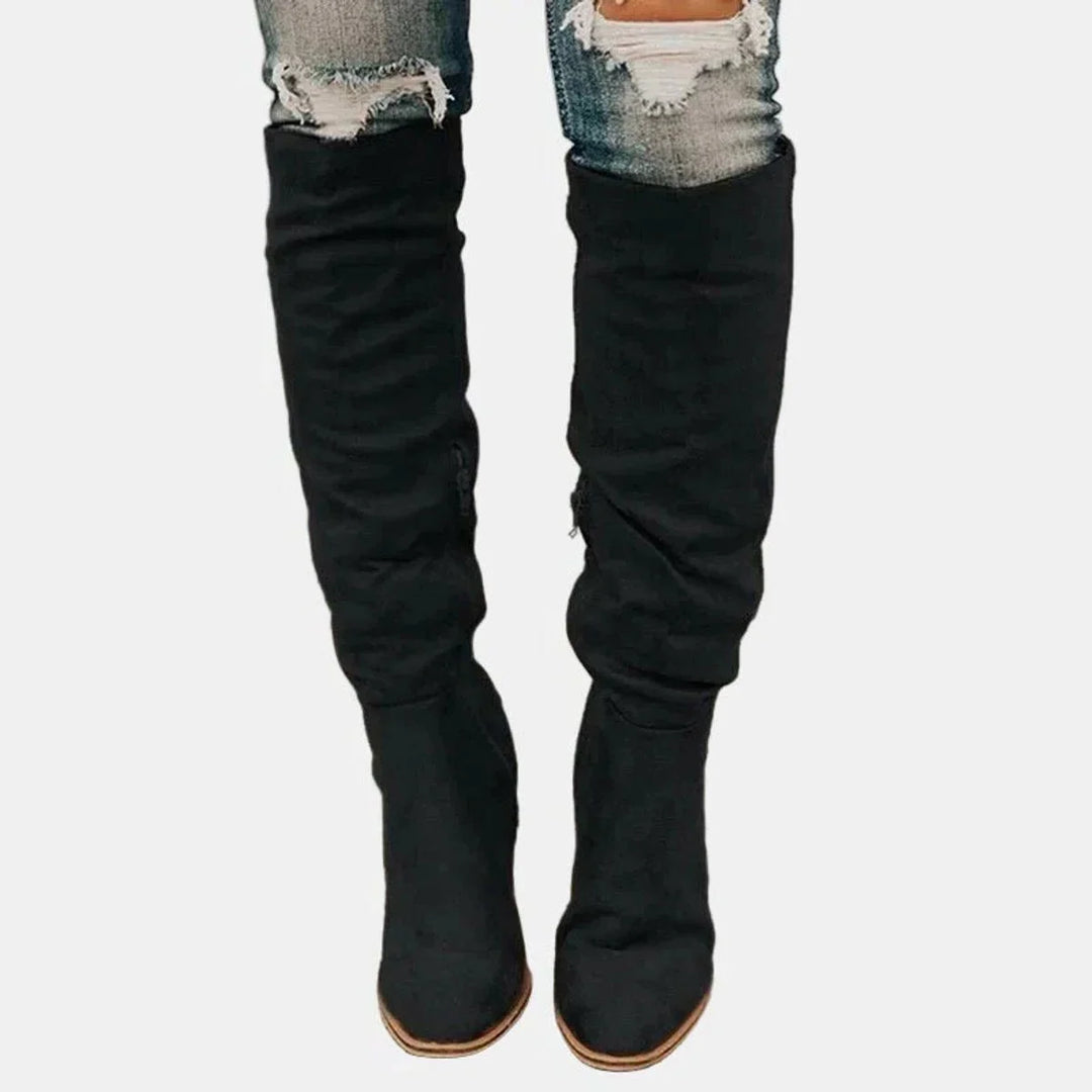Women's Stretch Over-The-Knee Block Heel Boots