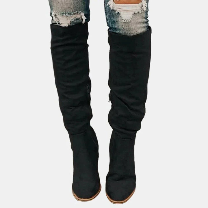 Women's Stretch Over-The-Knee Block Heel Boots