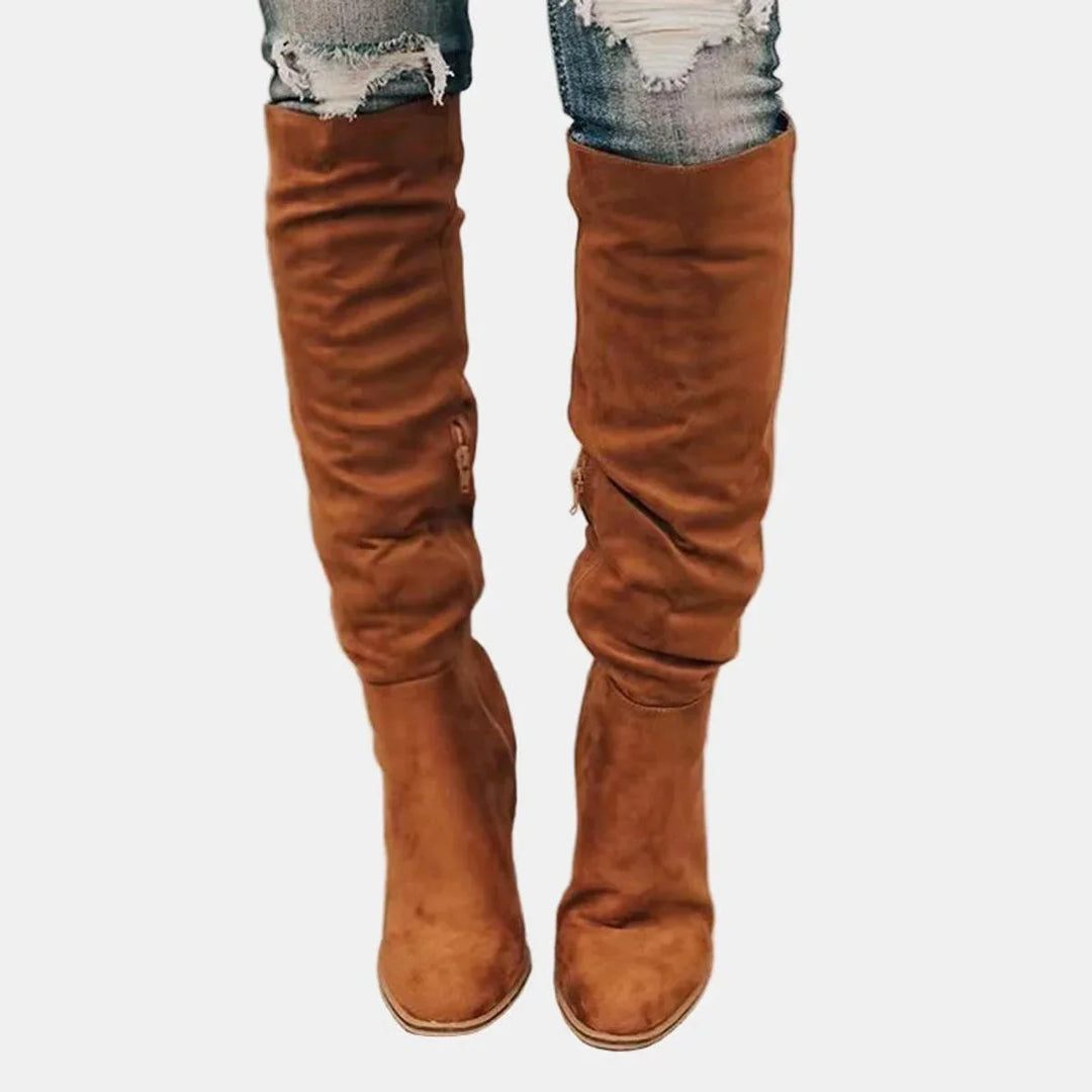Women's Stretch Over-The-Knee Block Heel Boots