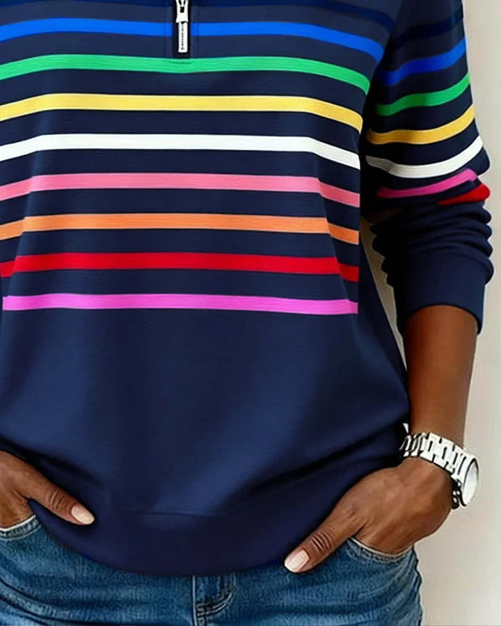 Women's Striped Half Zip Sweatshirt