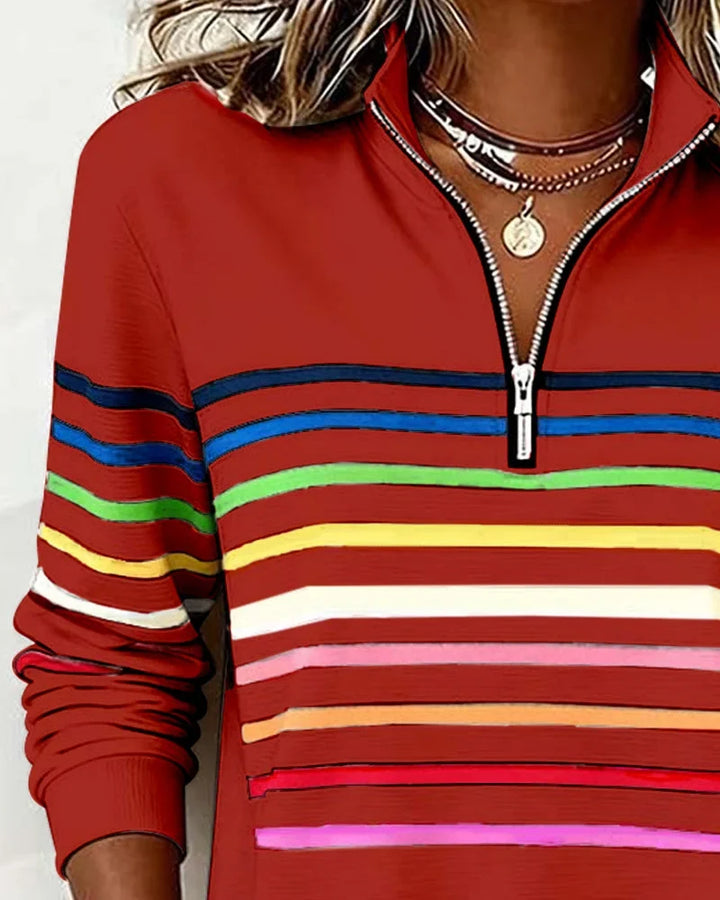 Women's Striped Half Zip Sweatshirt