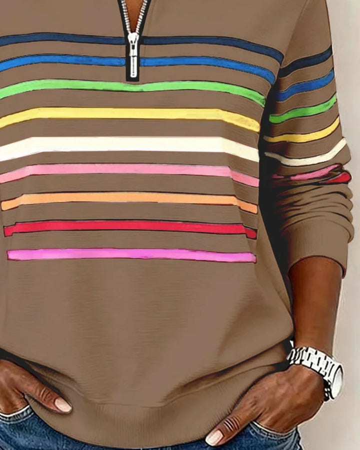 Women's Striped Half Zip Sweatshirt