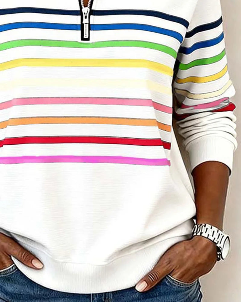 Women's Striped Half Zip Sweatshirt