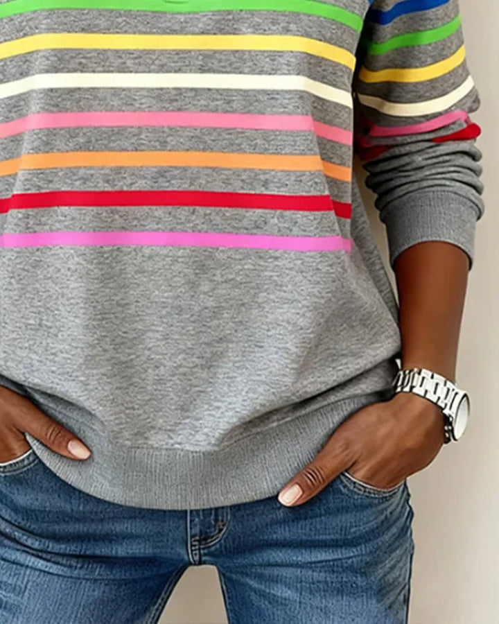 Women's Striped Half Zip Sweatshirt