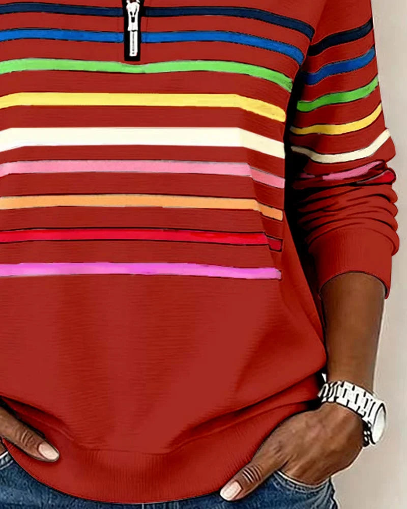 Women's Striped Half Zip Sweatshirt