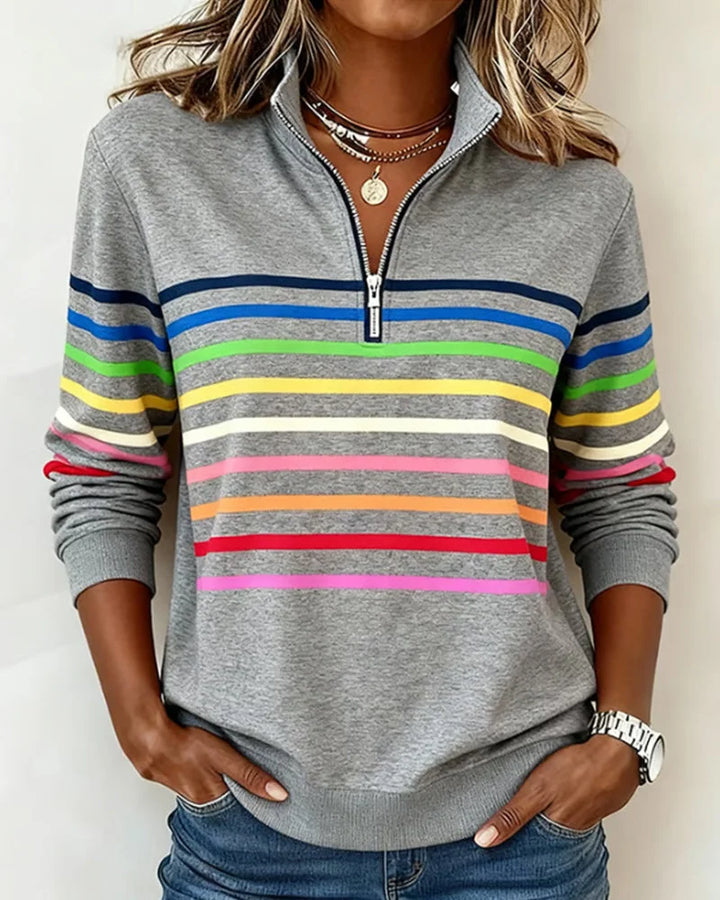 Women's Striped Half Zip Sweatshirt