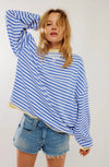 Women's Striped Oversized Pullover Sweater – Long Sleeves