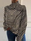 Women's Striped Roll Neck Turtleneck Sweater