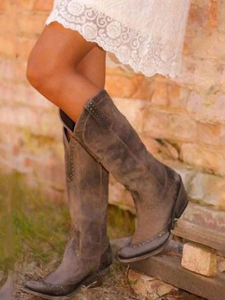 Women's Studded Knee-High Cowboy Boots