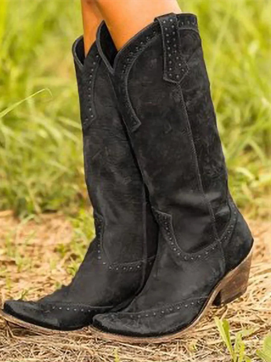 Women's Studded Knee-High Cowboy Boots