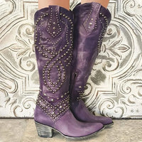 Women's Studded Knee-High Western Boots