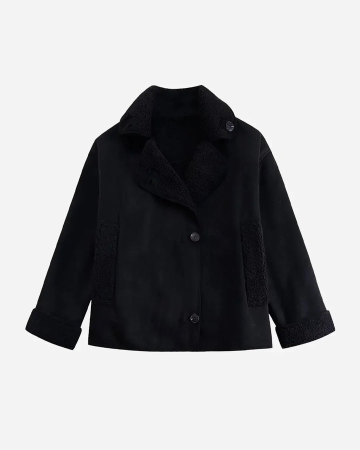 Women's Suede Double-Breasted Notch Lapel Jacket
