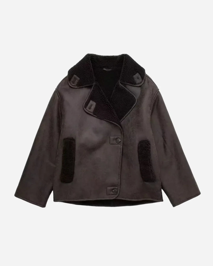 Women's Suede Double-Breasted Notch Lapel Jacket