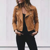 Women's Suede Cropped Jacket – Lapel Collar