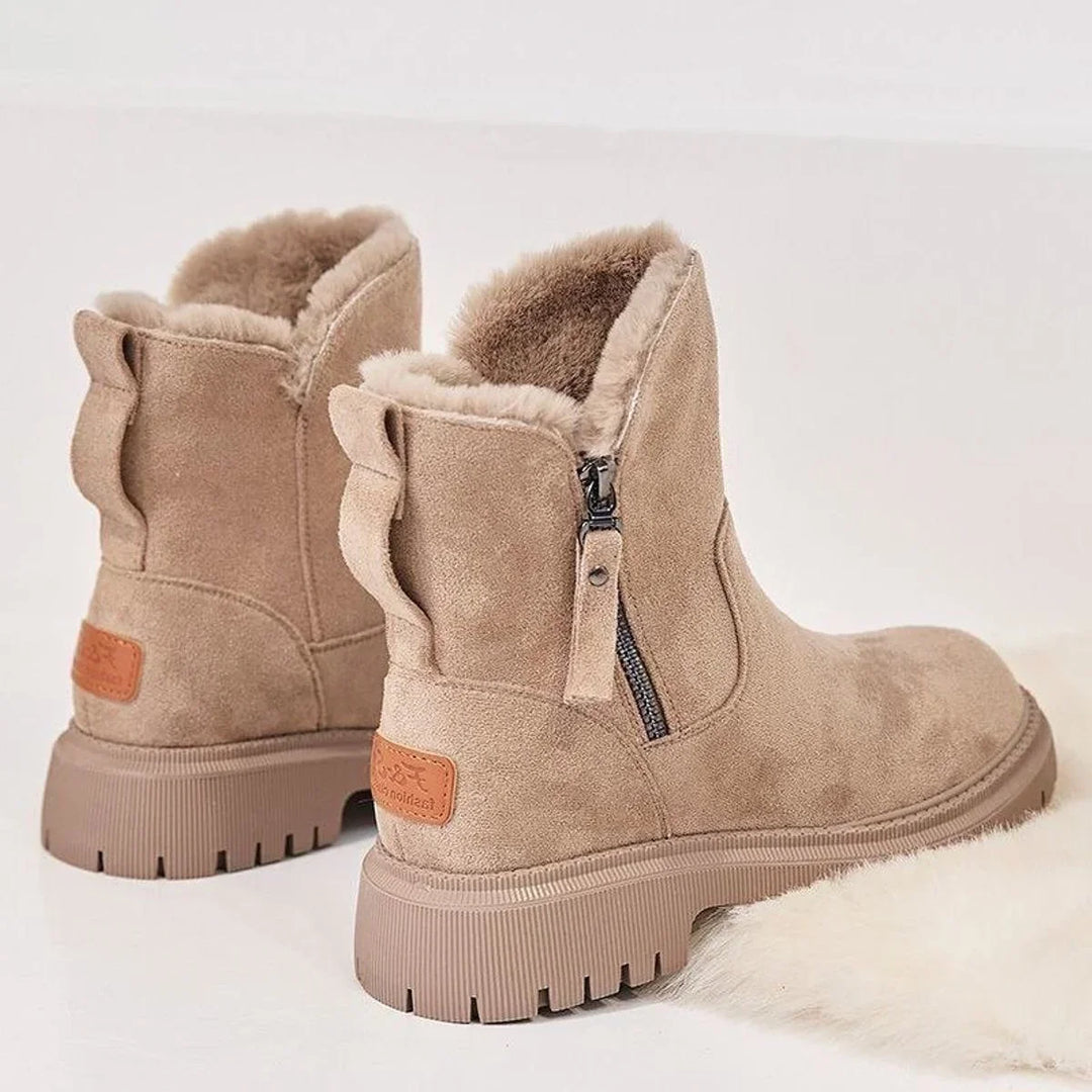 Women's Suede Slip-On Ankle Boots – Fleece Lining
