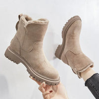 Women's Suede Slip-On Ankle Boots – Fleece Lining