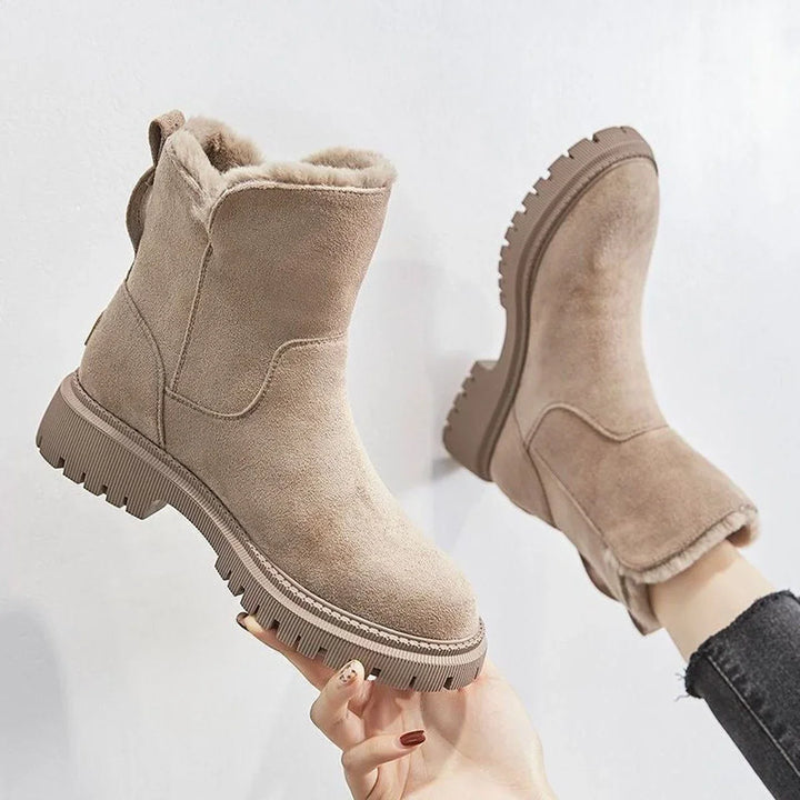 Women's Suede Slip-On Ankle Boots – Fleece Lining
