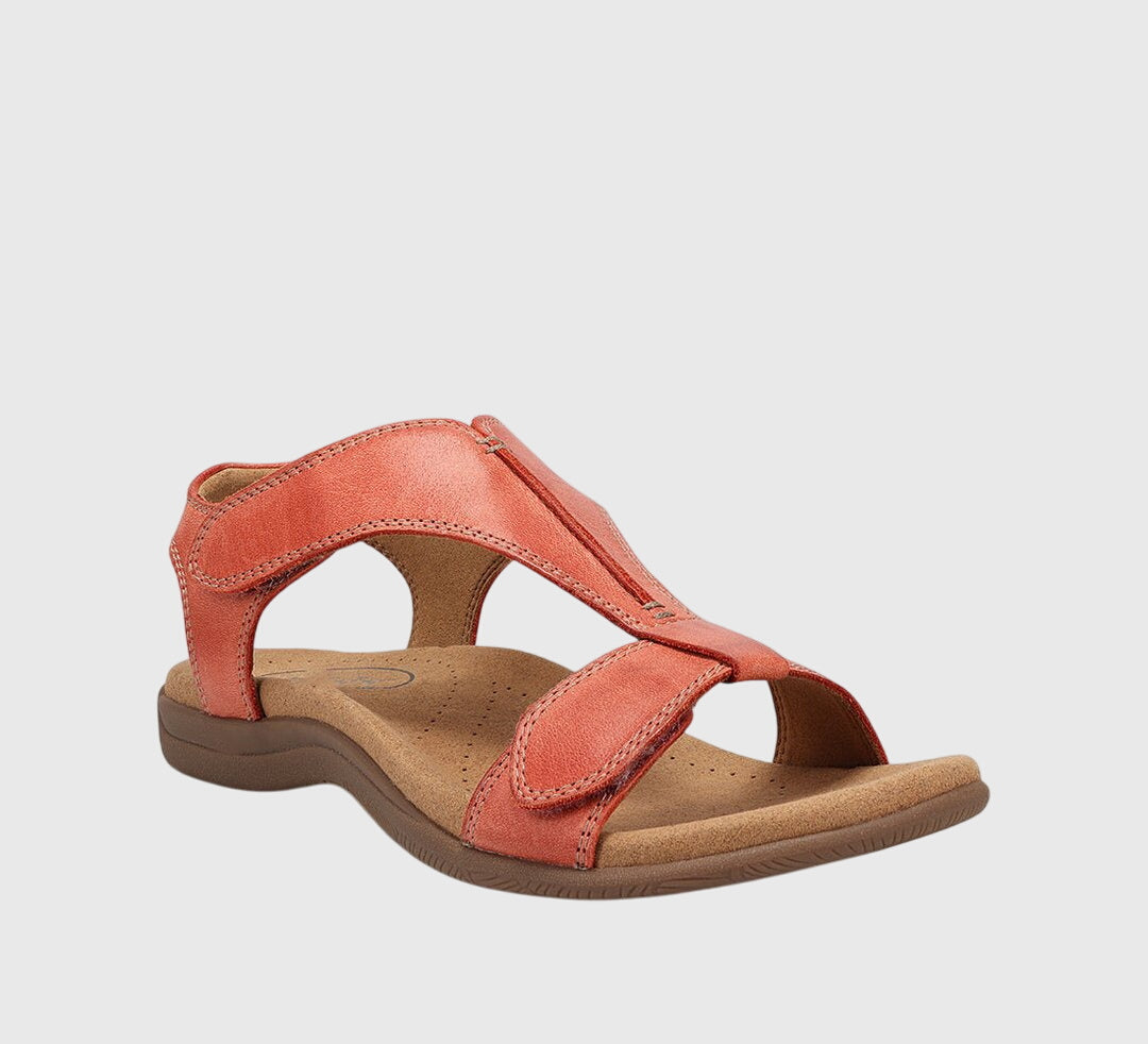Women's Support Comfort Sandals – Leather Look in Gray | Invictora.com