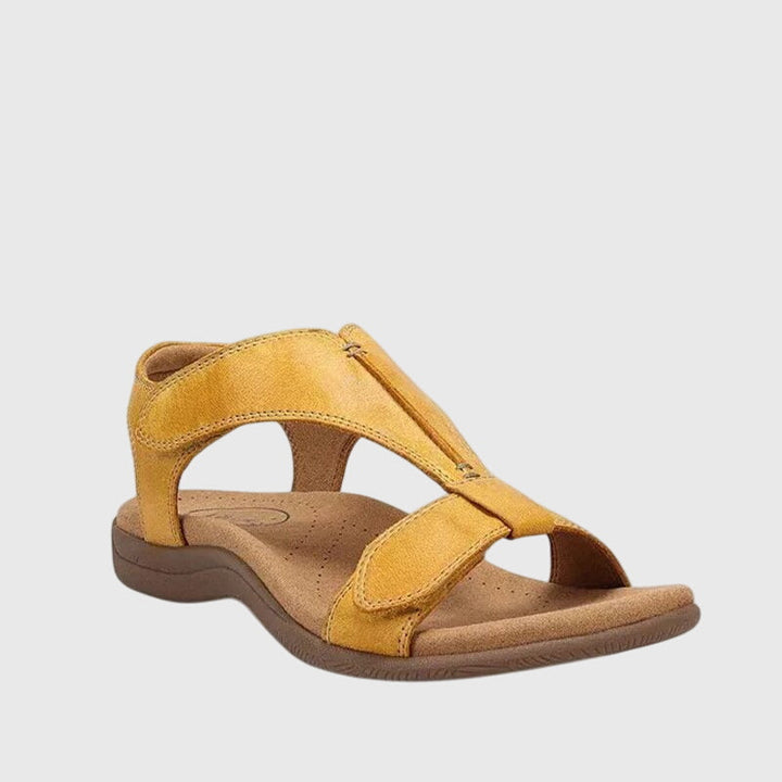 Women's Support Comfort Sandals – Leather Look in Gray | Invictora.com